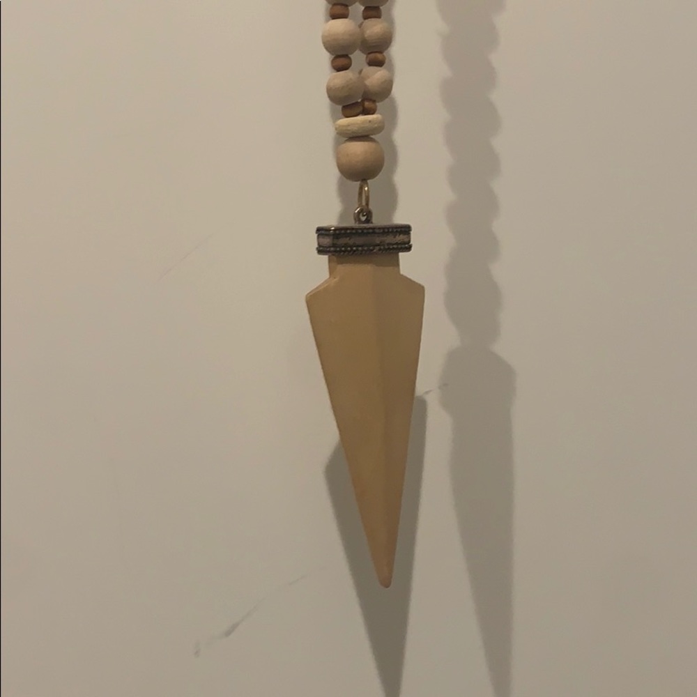 Long wooden arrowhead necklace
